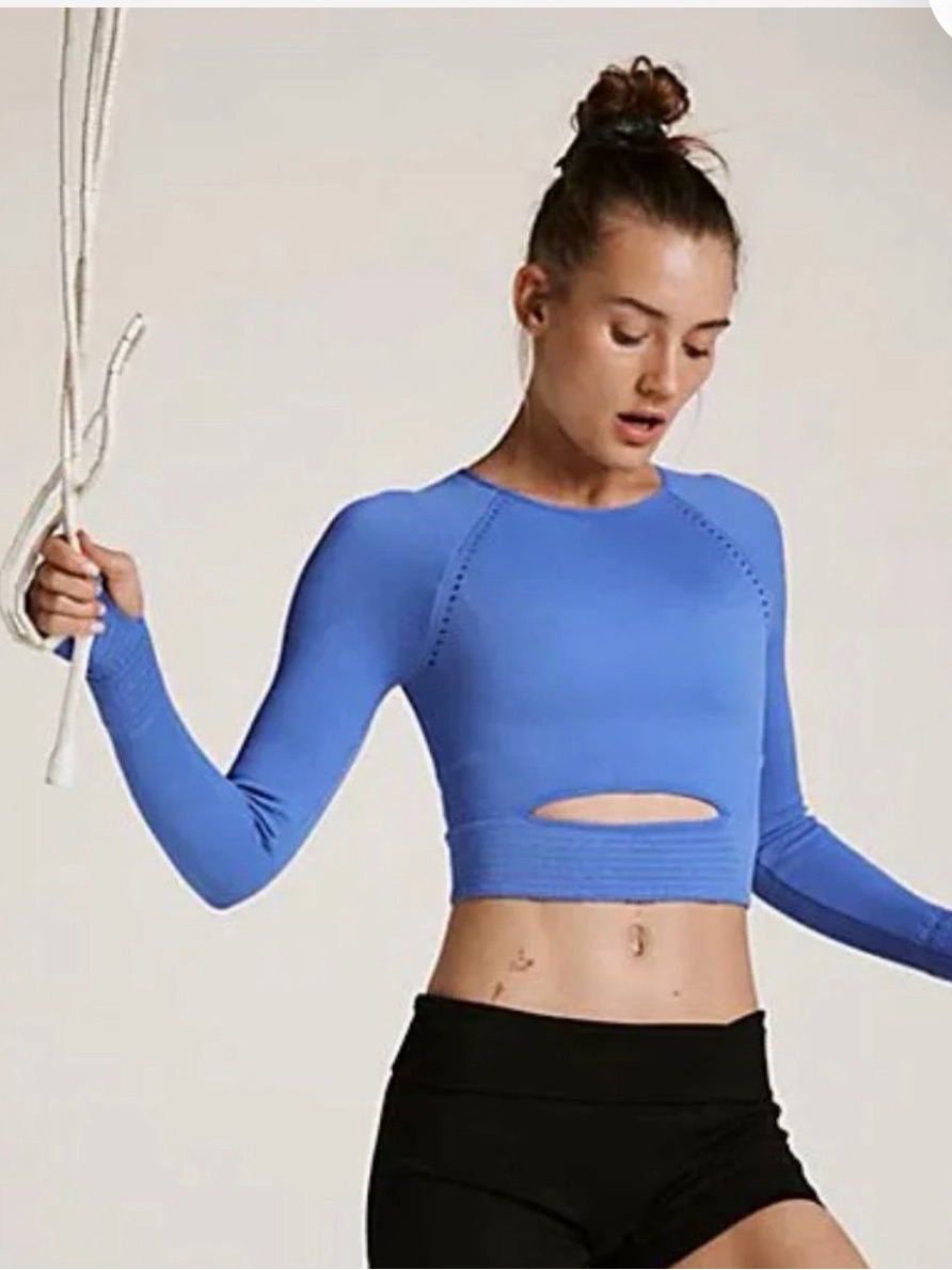 Fp Movement By Free People âCut It Outâ Cropped Active Top Light Blue Size Xs/S